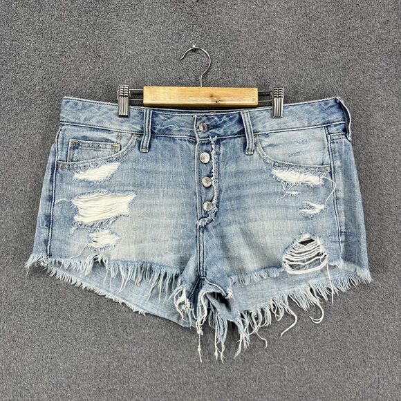 Abercrombie & Fitch Boyfriend Shorts Womens 8 Distressed Denim Low Rise Casual - Picture 1 of 14